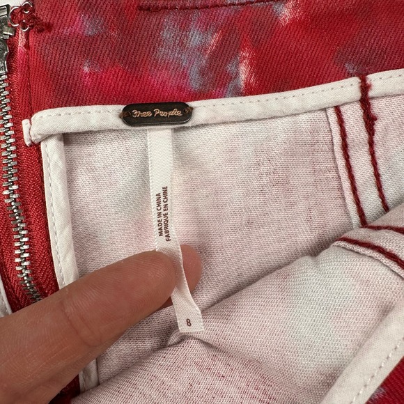 Free People Red Tie-Dye Mini Skirt - Picture 3 of 9